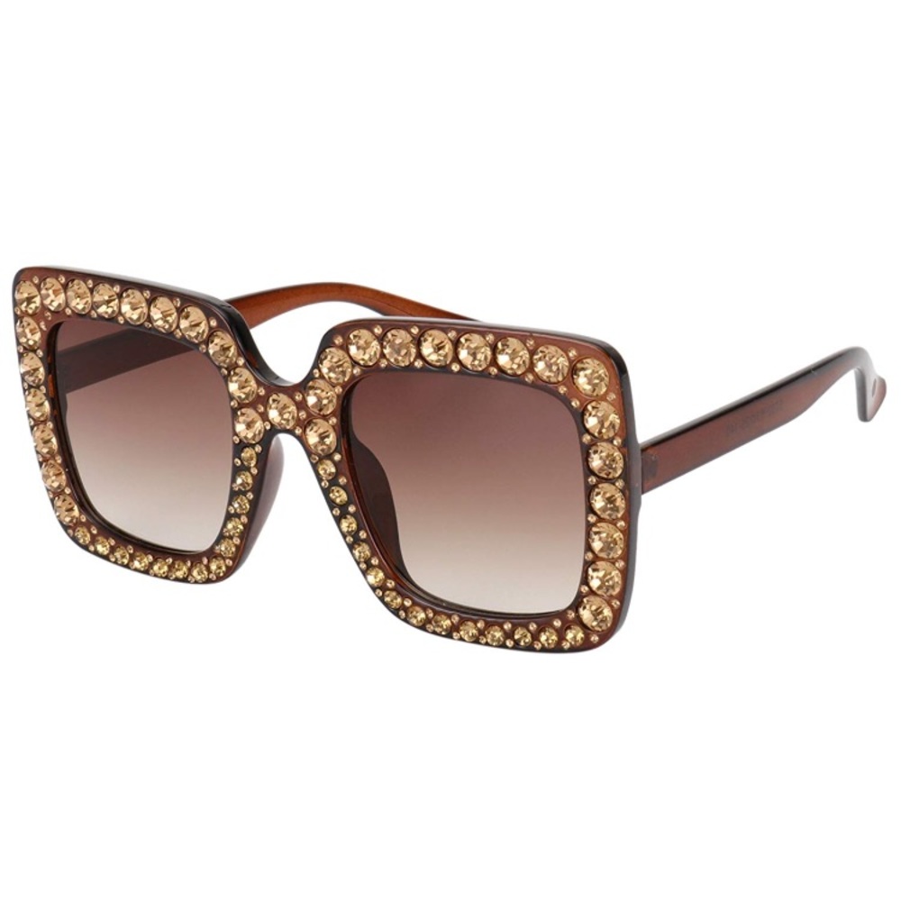 Oversized Sunglasses Square Thick Frame Rhinestone - Picture 7 of 8